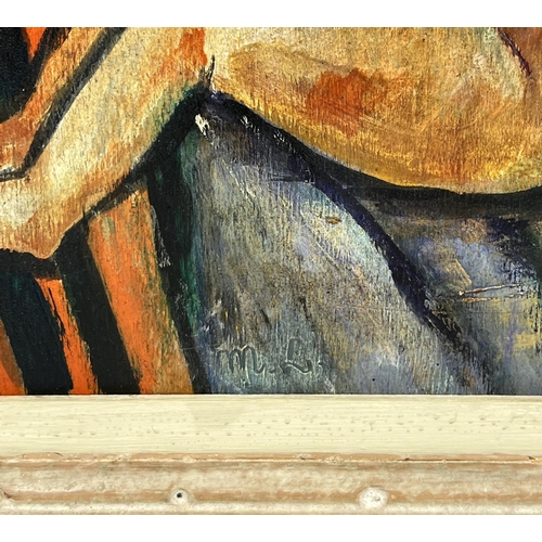 91 - MIKHAIL LARIONOV (Russian 1881-1964), 'Resting venus', oil on board, 1911-1912, 24cm x 33cm, framed.