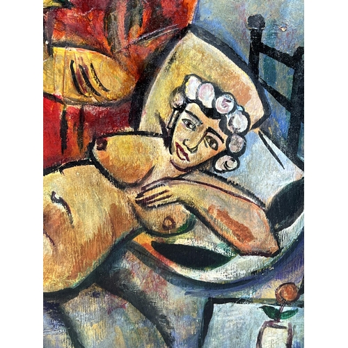 91 - MIKHAIL LARIONOV (Russian 1881-1964), 'Resting venus', oil on board, 1911-1912, 24cm x 33cm, framed.