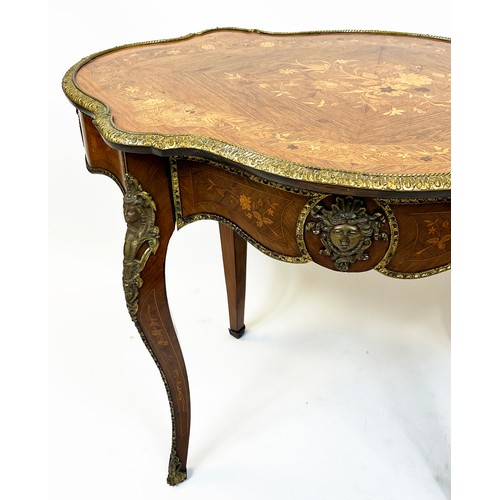 642 - CENTRE TABLE, 75cm H x 101cm W x 65cm D, Napoleon III rosewood, floral marquetry and gilt metal moun... 