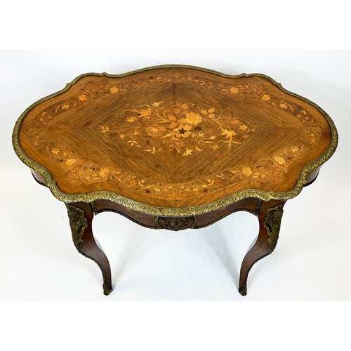 642 - CENTRE TABLE, 75cm H x 101cm W x 65cm D, Napoleon III rosewood, floral marquetry and gilt metal moun... 