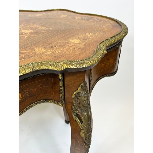 642 - CENTRE TABLE, 75cm H x 101cm W x 65cm D, Napoleon III rosewood, floral marquetry and gilt metal moun... 