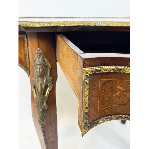 642 - CENTRE TABLE, 75cm H x 101cm W x 65cm D, Napoleon III rosewood, floral marquetry and gilt metal moun... 