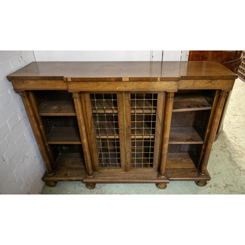 272 - BREAKFRONT OPEN BOOKCASE AFTER THOMAS HOPE, 138cm L x 95.5cm H x 39cm D Regency rosewood with two ce... 