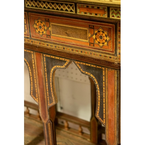 379 - SYRIAN GAMES TABLE, 78cm H x 83cm x 41cm, inlaid with folding top, with central section which lifts ... 