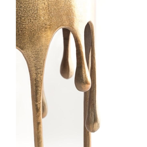 493 - SIDE TABLE, 63cm high, 37cm diameter, abstract dripping design, gilt finish.