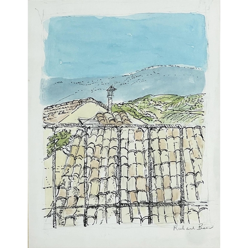 106 - RICHARD BEER (1928-2017) 'Provence Rooftops', watercolour, 25cm x 16cm, signed, framed.