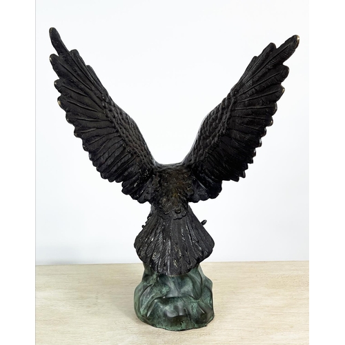 20 - BRONZE EAGLE, cast swooping in flight, 53cm H x 33cm W.