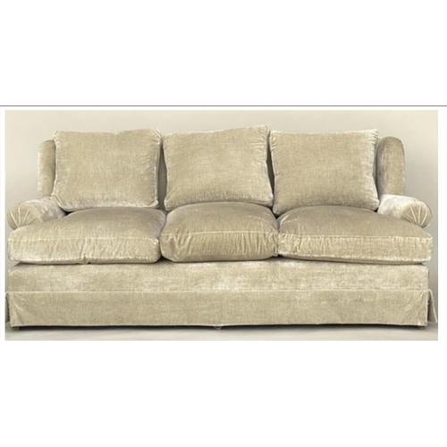 227 - SOFA, 'Donghia' three seater with oyster chenille velvet upholstery and feather-filled pads, (Dorche... 