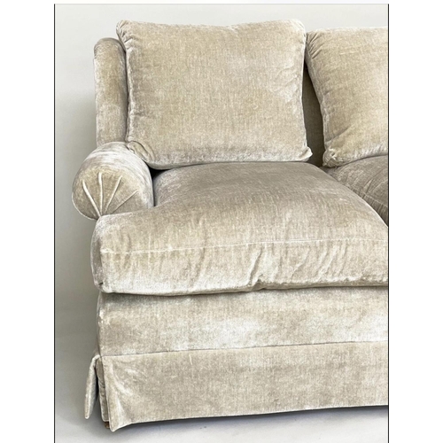 227 - SOFA, 'Donghia' three seater with oyster chenille velvet upholstery and feather-filled pads, (Dorche... 