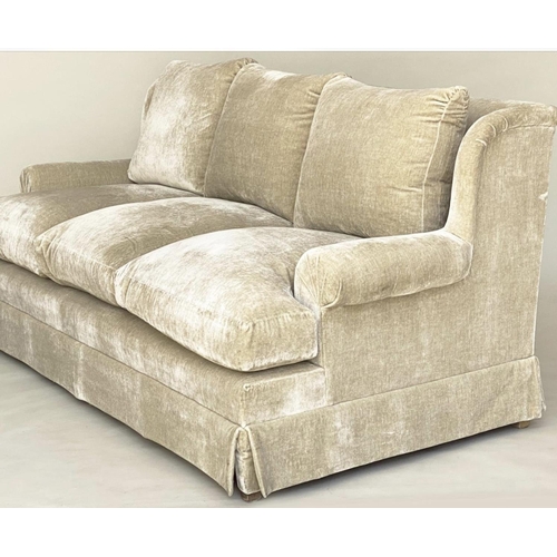 227 - SOFA, 'Donghia' three seater with oyster chenille velvet upholstery and feather-filled pads, (Dorche... 