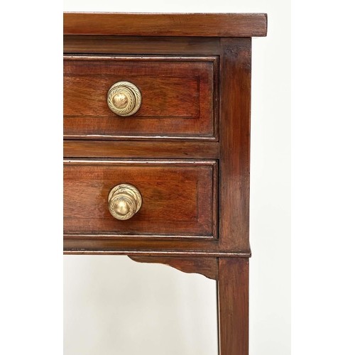 234 - LAMP TABLES, a pair, George III design figured walnut, each crossbanded with two frieze drawers and ... 