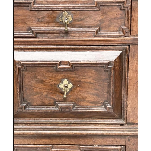 240 - WILLIAM & MARY OAK CHEST, late 17th century English with four long moulded and panelled drawers. 97c... 