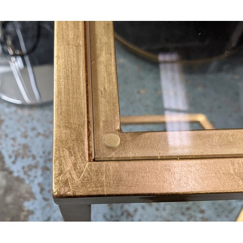 640 - CONSOLE TABLE, gilt metal and glass, 160cm x 40.5cm x 81.5cm.