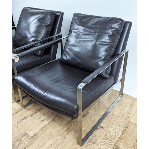 633 - CAMERICH LEMAN LOUNGE CHAIRS, a pair, leather upholstered 71cm W. (2)