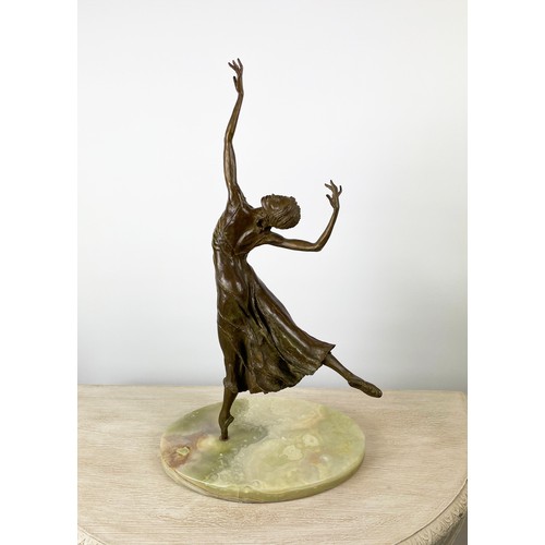 33 - ALINE CORDAY REID BRONZE BALLERINA SCULPTURE, signed and numbered 1/10 in patinated finish on onyx b... 