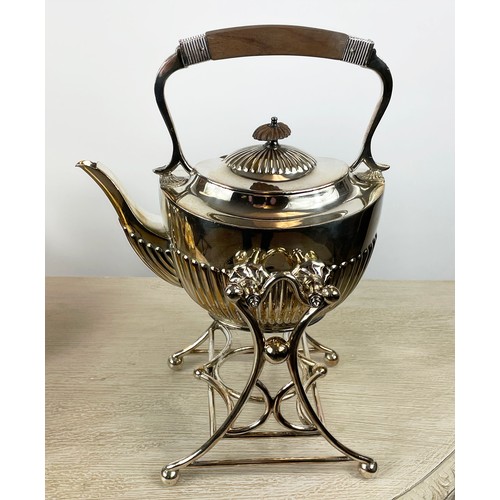 34 - HJ LINTON, PARIS SILVER PLATED TEA AND COFFEE SERVICE, comprising three tea pots one on stand a coff... 