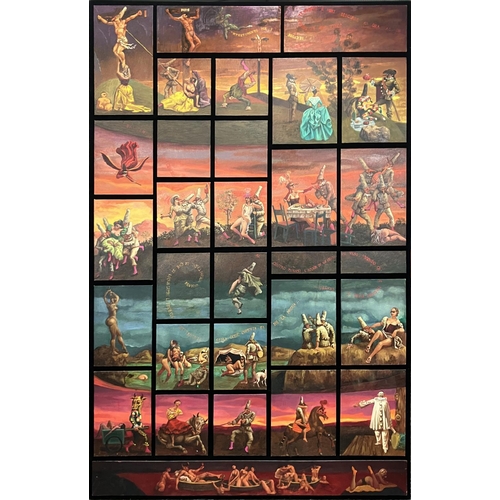 129 - JULIAN BURGOS, 'Divertiment per i le regazzi', oil on panels, 203cm x 130cm.