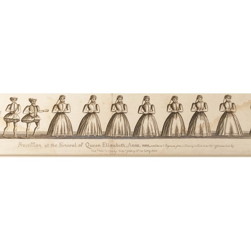 95 - RICHARD GODFREY OF LONGACRE, 'Procession at the funeral of Queen Elizabeth of York', engraving, 43cm... 