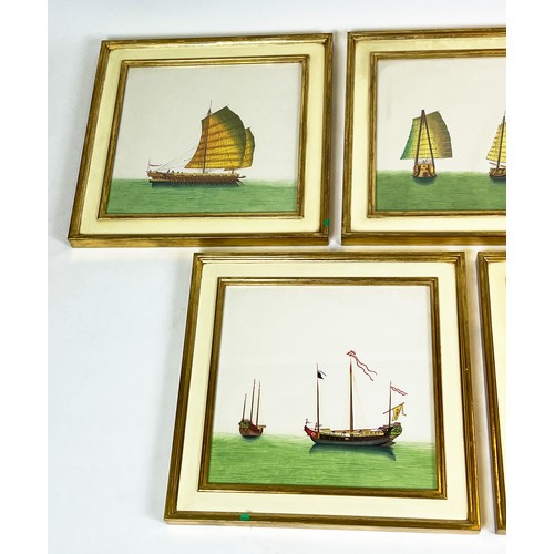 93 - ASIAN SCHOOL, 'Asian sailing Crafts' lithographs, 34cm x 34cm, framed. (5)