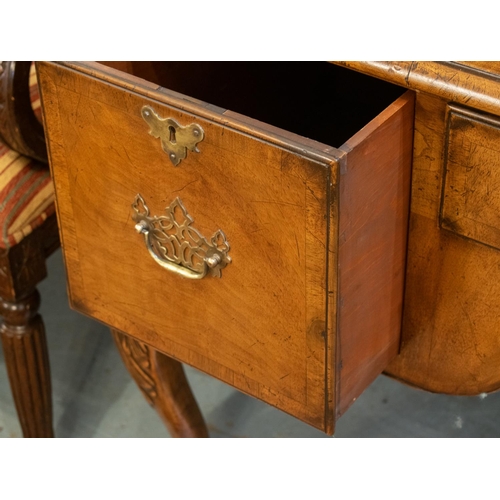 166 - WRITING TABLE, 76cm H x 138cm x 68cm, early 20th century George I style walnut with brown leather to... 