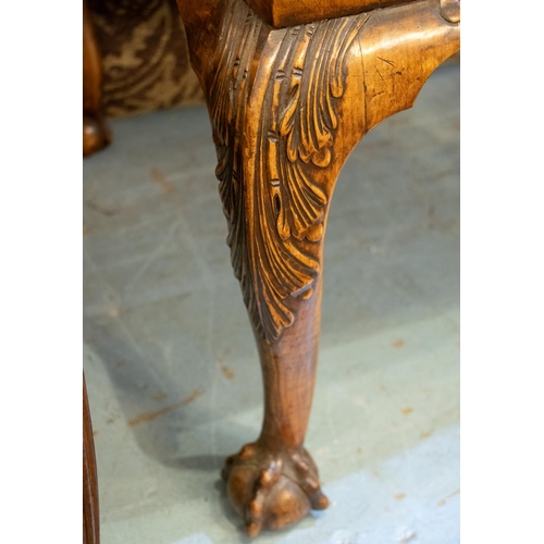 166 - WRITING TABLE, 76cm H x 138cm x 68cm, early 20th century George I style walnut with brown leather to... 