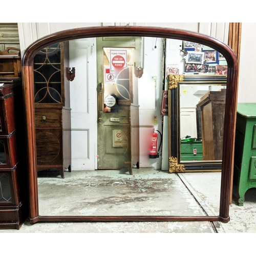 178 - OVERMANTEL MIRROR, 160cm H x 182cm, Victorian with an arched mahogany frame.