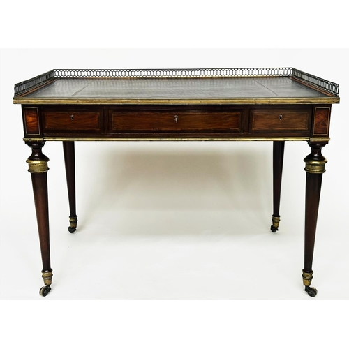 219 - BUREAU PLAT, early 20th century French Directoire style mahogany, gilt metal inlaid and mounted with... 