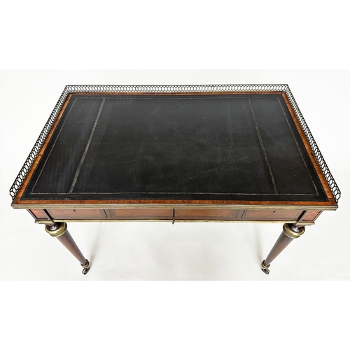 219 - BUREAU PLAT, early 20th century French Directoire style mahogany, gilt metal inlaid and mounted with... 