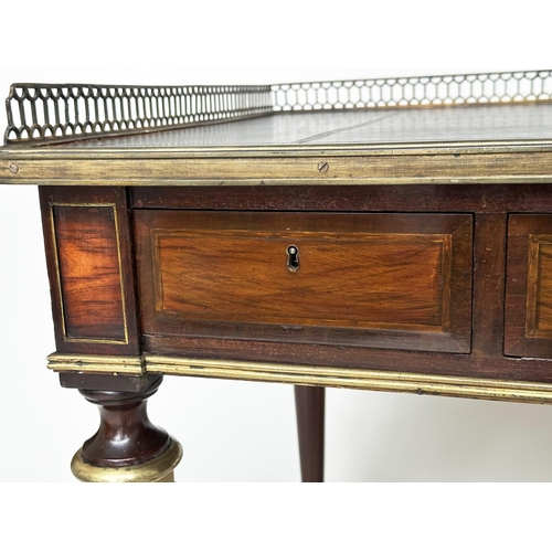 219 - BUREAU PLAT, early 20th century French Directoire style mahogany, gilt metal inlaid and mounted with... 