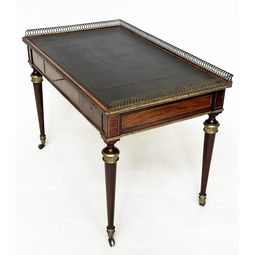 219 - BUREAU PLAT, early 20th century French Directoire style mahogany, gilt metal inlaid and mounted with... 