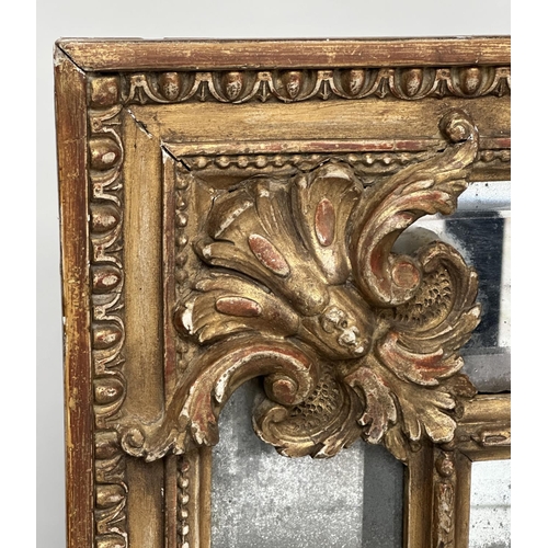 392 - WALL MIRROR,  19th century French, giltwood and gilt composition, with egg and dart frame, marginal ... 