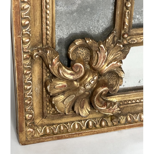 392 - WALL MIRROR,  19th century French, giltwood and gilt composition, with egg and dart frame, marginal ... 