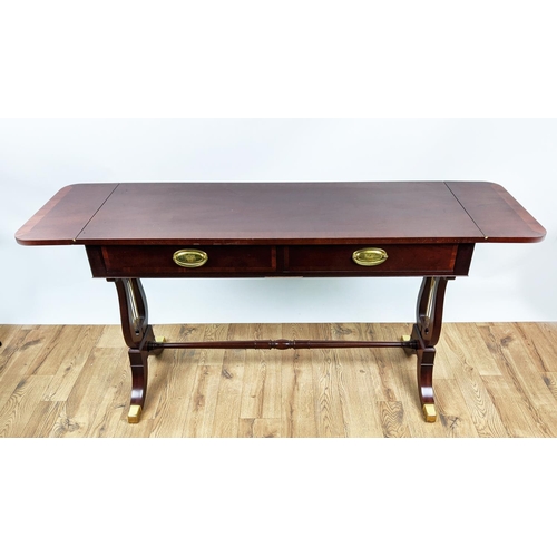 194 - SOFA TABLE, Regency style mahogany with two drawers, 71cm H x 130cm W x 140cm H open, 110cm W droppe... 