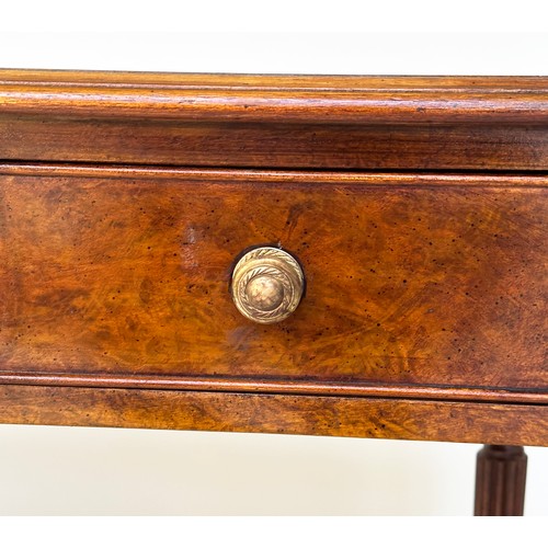 393 - HALL TABLE, George III design, burr walnut and crossbanded, rectangular with five frieze drawers and... 