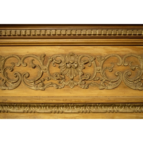 197 - FIRE SURROUND, 145cm H x 150cm W x 23cm D, late 19th/early 20th century George III style pine and ge... 