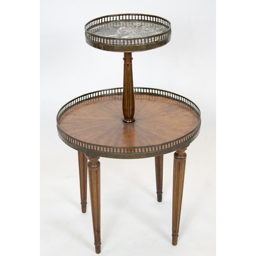 198 - OCCASIONAL TABLE, 69cm H x 44cm D, 19th century French mahogany of two tiers with circular brass gal... 