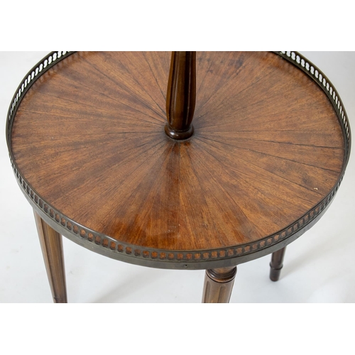 198 - OCCASIONAL TABLE, 69cm H x 44cm D, 19th century French mahogany of two tiers with circular brass gal... 