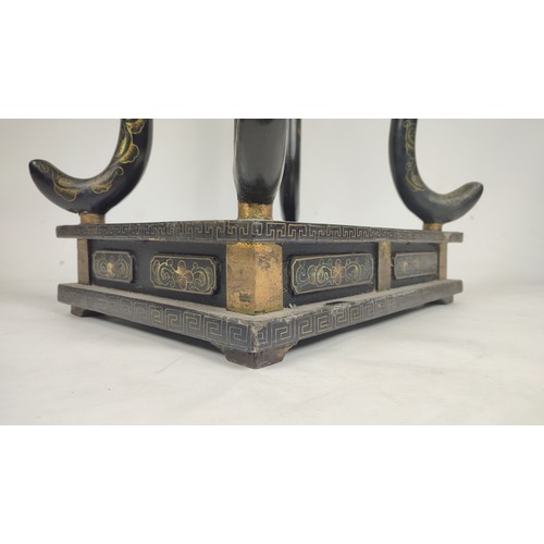 350A - CHINESE EXPORT PEDESTAL STAND, late 19th century, two-tier form chinoiserie decoration depicting gar... 