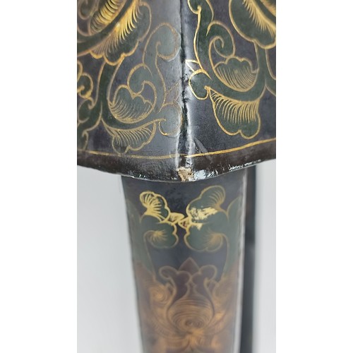 350A - CHINESE EXPORT PEDESTAL STAND, late 19th century, two-tier form chinoiserie decoration depicting gar... 