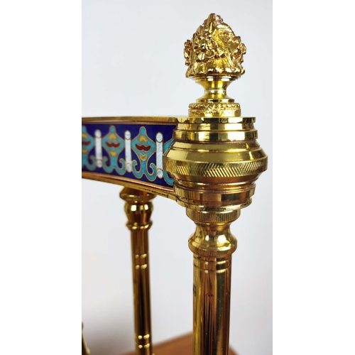 335 - MANTLE CLOCK, contemporary, cloisonné and gilt metal, 50.5cm x 19cm x 47.5cm.