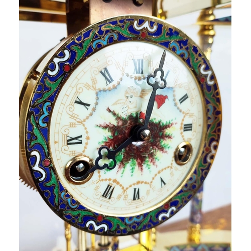 335 - MANTLE CLOCK, contemporary, cloisonné and gilt metal, 50.5cm x 19cm x 47.5cm.