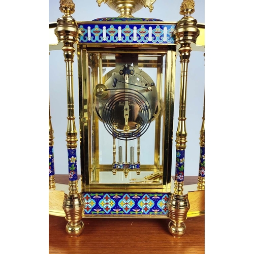 335 - MANTLE CLOCK, contemporary, cloisonné and gilt metal, 50.5cm x 19cm x 47.5cm.