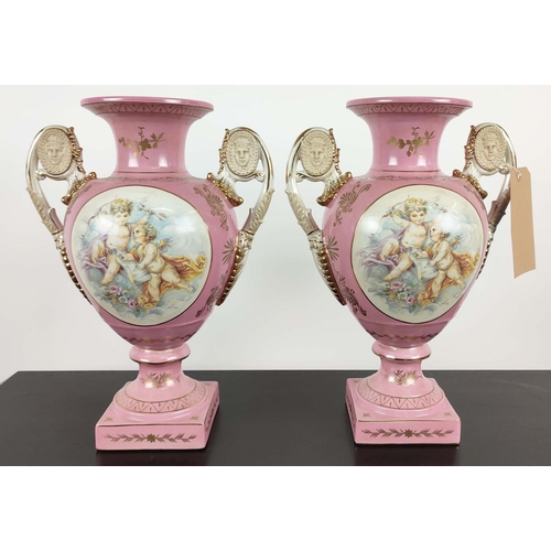 412 - VASES, a pair, Sèvres style glazed ceramic, 41cm H. (2)