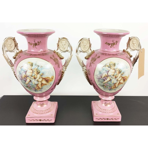 412 - VASES, a pair, Sèvres style glazed ceramic, 41cm H. (2)