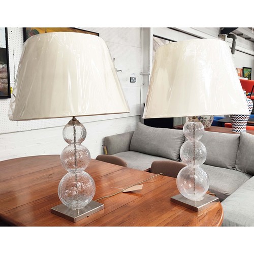 410 - PORTA ROMANA PASTEUR TABLE LAMPS, a pair, with shades, 92cm H. (2)