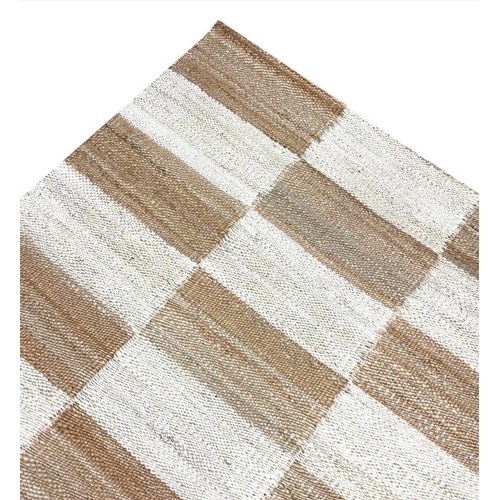 104 - CONTEMPORARY NATURAL JUTE AND WOOL RUG, 244cm x 155cm.