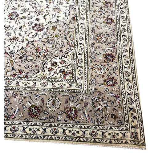 107 - FINE PERSIAN KURK KASHAN CARPET, 400cm x 295cm.