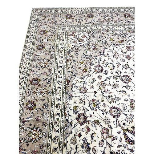 107 - FINE PERSIAN KURK KASHAN CARPET, 400cm x 295cm.