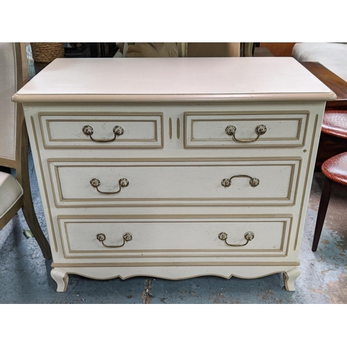 117 - COMMODE, 54cm D x 90cm H x 107cm W, painted of four drawers.