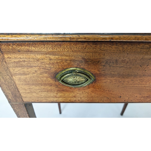 128 - WRITING TABLE, 39cm x 48cm x 77cm H, George III mahogany with green tooled leather top with a faux d... 